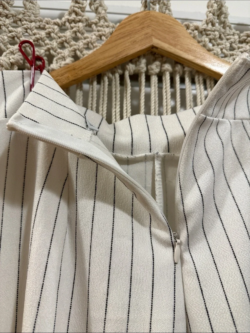 Fashion Nova White High Waisted Pinstripe Pants - Picture 4 of 7